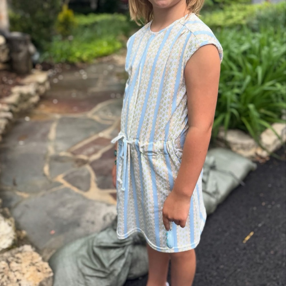 NWT Hannah Kate Clothing Charming Blue and Yellow Striped Girls Dress NWOT
